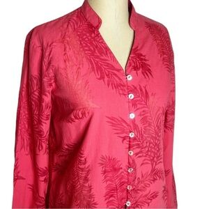 Tommy‎ Bahama Pink lightweight shirt with sheer leaves